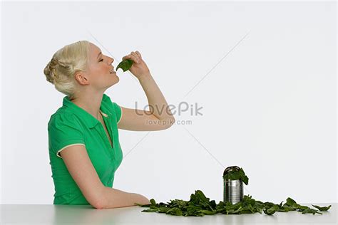 Young Woman Eating Spinach Picture And Hd Photos Free Download On Lovepik