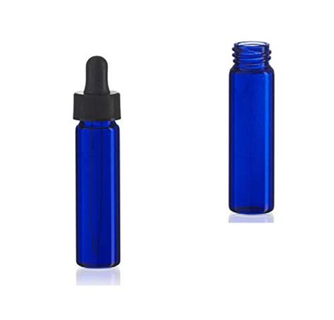 Magnakoys 2 Dram 1 4 Oz Cobalt Blue Glass Vials W Straight Black Bulb Eye Glass Droppers For