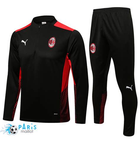 Vente Nouveau Maillot Foot Survetement AC Milan Noir 2021 22