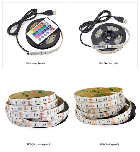 USB 5V 5050 SMD RGB Light LED Strip Light Lamp Tape Screen LCD TV