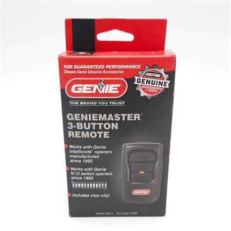 Genie Master 3 Button Garage Door Remote Visor Clip Intellicode GM3T R