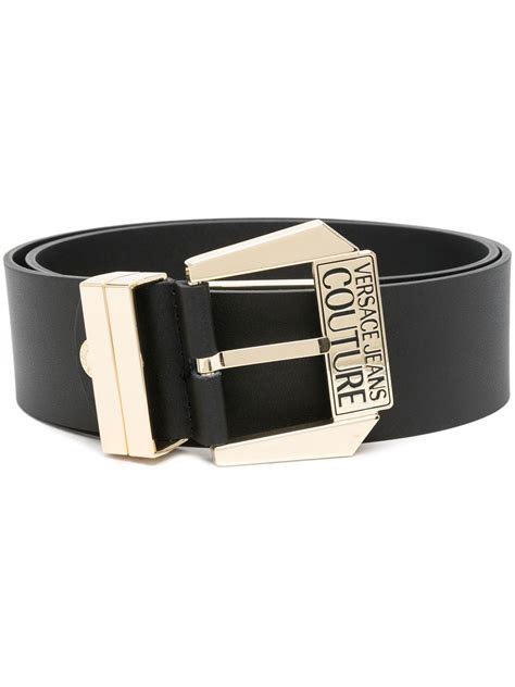 Versace Jeans Couture Engraved Logo Leather Belt Black Farfetch