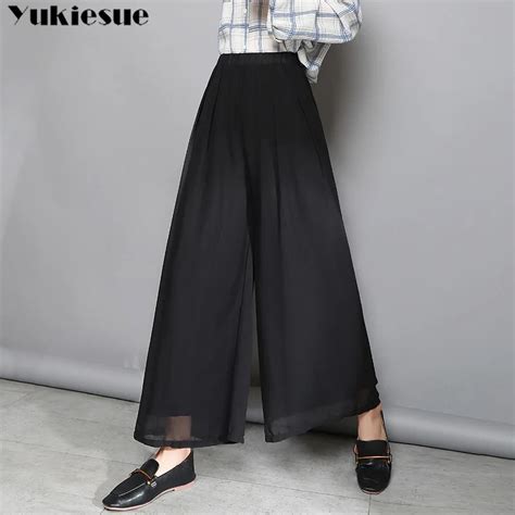 Streetwear Summer 2022 Pleated Womens Pants Female High Waist Chiffon