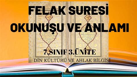 Felak Suresi Okunu U Anlam S N F Din K Lt R Ve Ahlak Bilgisi