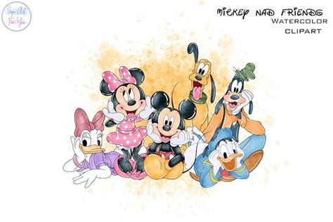 The Disney And Friends Watercolor Clipart Has Been Added To An Image In