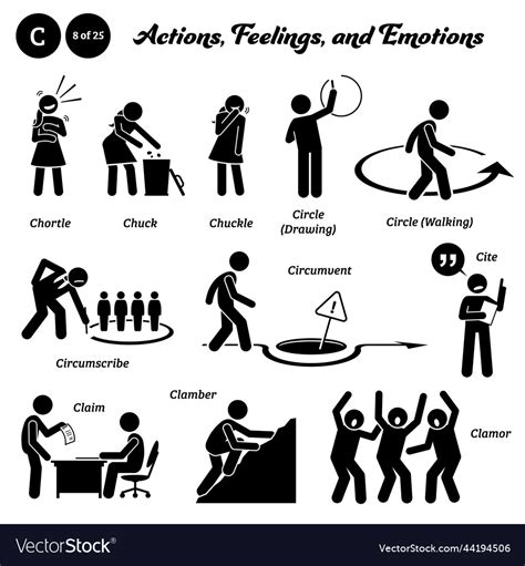 Stick Figure Human People Man Action Feelings Vector Image