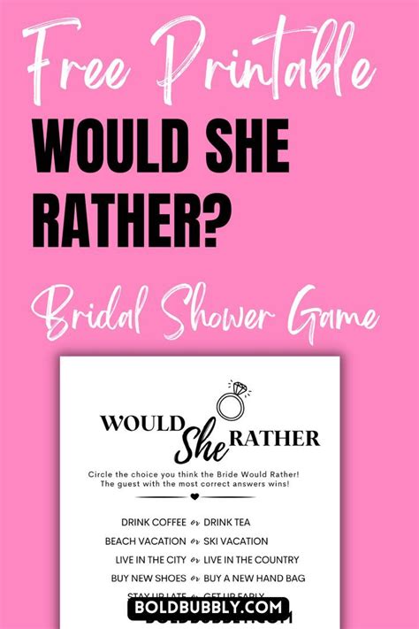 The Best Would She Rather Bridal Shower Game Free Printable Artofit