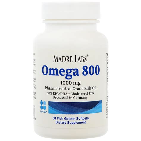 Madre Labs Omega 800 Pharmaceutical Grade Fish Oil 80 EPA DHA