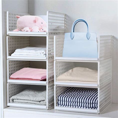 Buy Wardrobe Storage Box 4 Pack Plastic Wardrobe Organizer Stackable