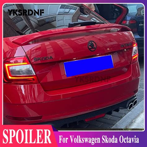 For Volkswagen Skoda Octavia 2014 2018 Abs Fiberglass Unpainted Color Rear Spoiler Tail Trunk