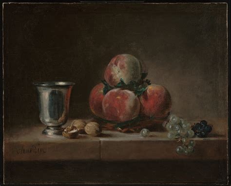 Jean Sim On Chardin Nature Morte Avec Des P Ches Un Gobelet En Argent