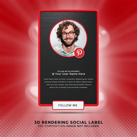 Premium Psd Follow Me On Pinterest Social Media Lower Third 3d Design