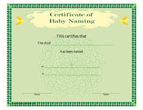 Baby Naming Certificate Template Download Printable Pdf Templateroller