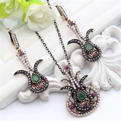 New Arrived Vintage Turkish Jewelry Sets Antique Gold Plating Tulip