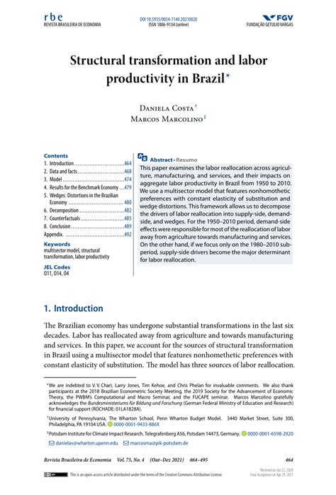 PDF Structural Transformation And Labor Productivity In Brazil