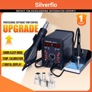 Silverflo 8586D II 2 In 1 750W Hot Air Desolder Rework Soldering Station Gun Iron Solder Tools