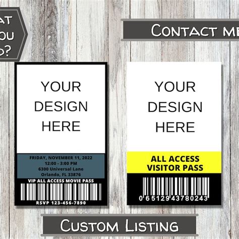 Custom Vip Pass Etsy