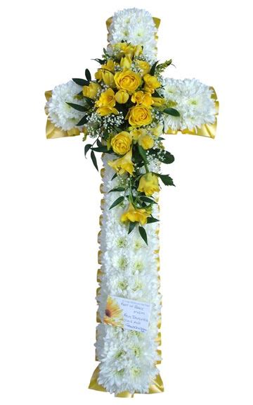 Funeral Flowers Funeral Cross White And Yellow