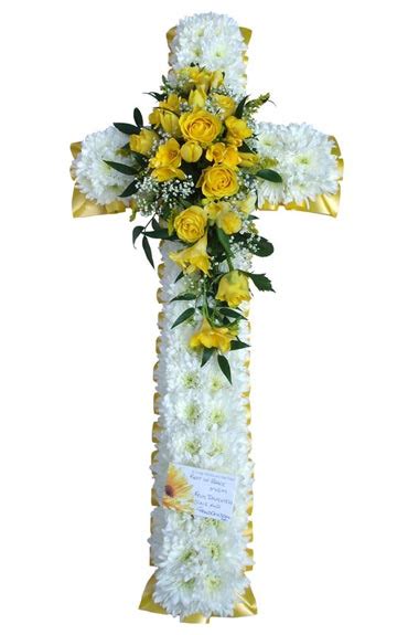 Funeral Crosses with Funeral Cross White & Yellow from