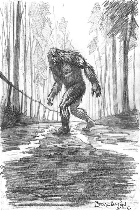 Beyond Boggy Creek Original Pencil Drawing Bigfoot Art Bigfoot