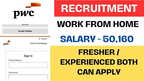 Pwc Work From Home Jobs 2023 Salary 50 000 Freshers Work From