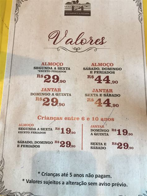 Menu Em Restaurante Da Fazenda S O Paulo Av Eng Caetano Lvares