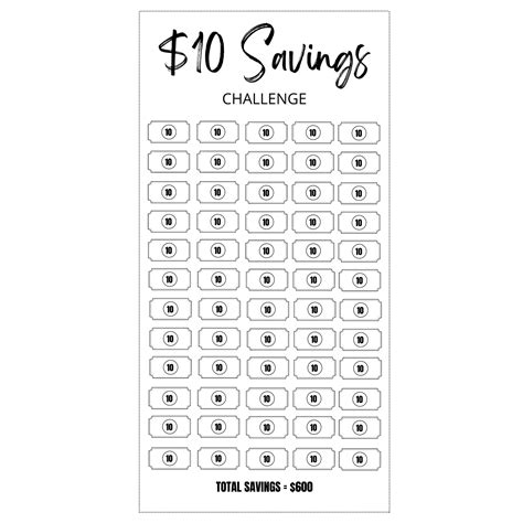 10 Dollar Bill Savings Challenge Printable PDF Savings Etsy Canada