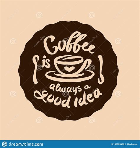 Vector Hand Drawn Coffee Quote Lettering Illustration Composition With