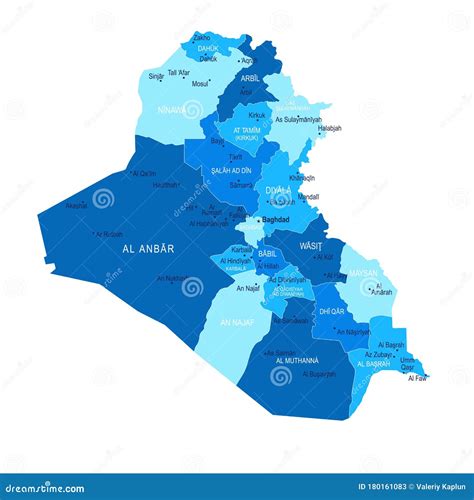 Iraq Map Cities Regions Vector Stock Illustration Illustration Of