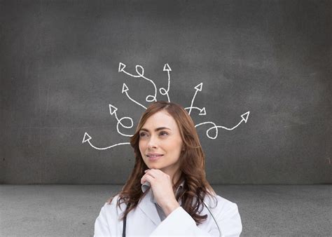 Premium Photo Composite Image Of Thoughtful Brunette Doctor Looking Away