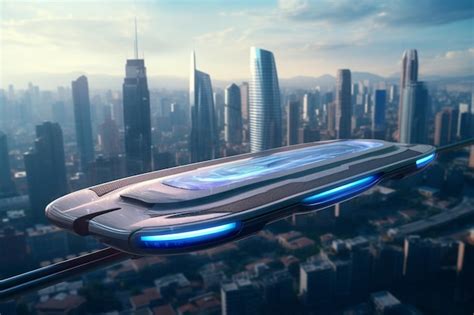 Premium AI Image | Futuristic hoverboard gliding above a cityscape sh 00363 02