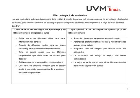 Estrategias Actividad Plan De Trayectoria Acad Mica Una Vez