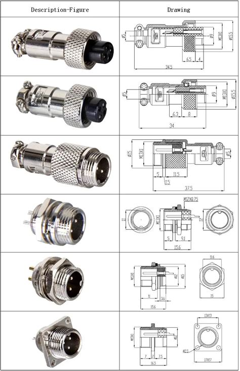 Gx16 16m Electrical Circular Connectors 2 3 4 5 6 7 8 Pin Male And Female Aviation Connectors