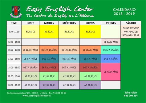 Horarios Easy English Center