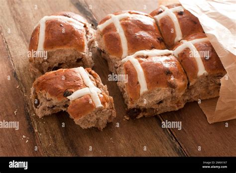 Authentic Rustic Hot Cross Easter Buns Stock Photo Alamy