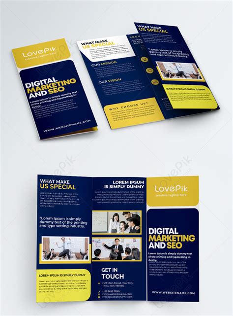 Business Trifold Brochure Design Template For Digital Marketing