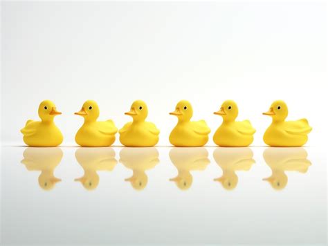 Premium Ai Image A Row Of Yellow Rubber Ducks