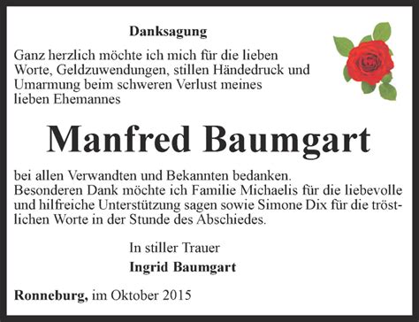 Traueranzeigen Von Manfred Baumgart Trauer In Thueringen De