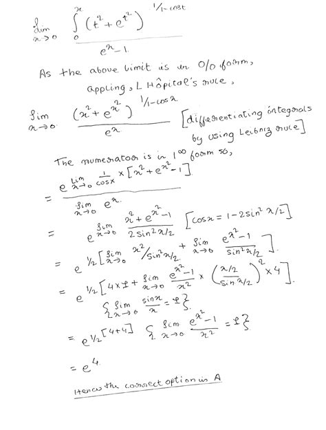 Limit X0 Int0 X T 2 E T 2 11 Coste X 1 Is Equal To Note E