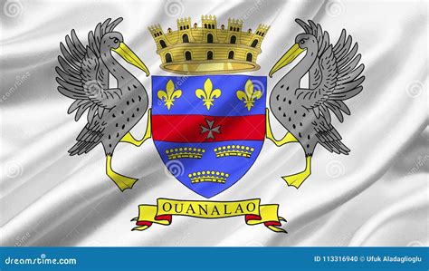 Saint Barthelemy Flag Waving With The Wind 3D Illustration Stock