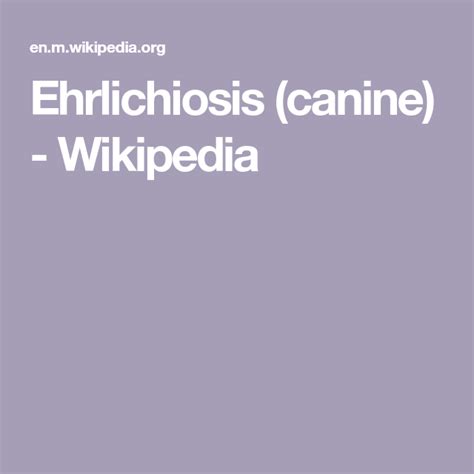 Ehrlichiosis Canine Wikipedia Wellness Recipes Canine Medical