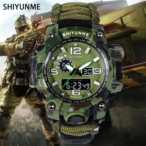 Shiyunme Camouflage Military Outdoor Sports Men Watch G Style Electron