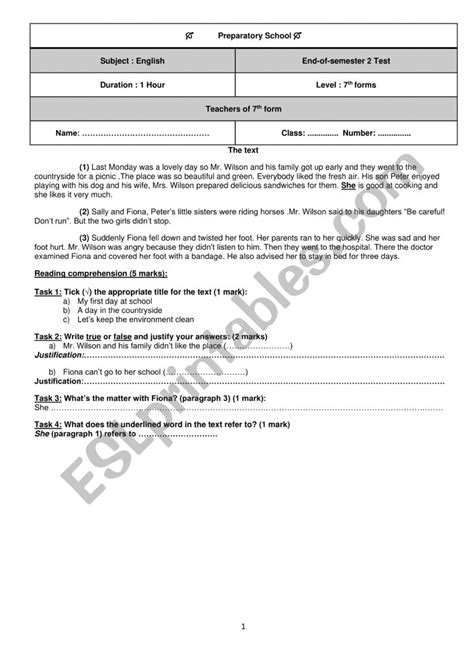 End Of Semester Test Nb Esl Worksheet By Boutheina