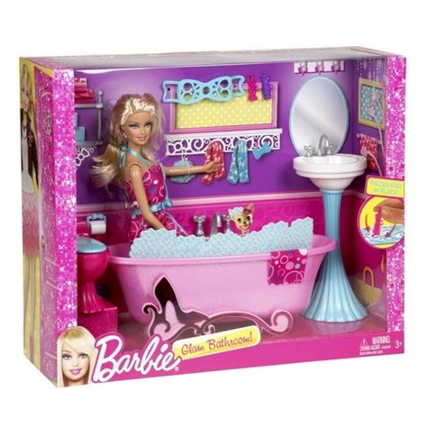 Barbie Glam Bathroom Furniture And Doll Set Bathtub Sink Toilet Doll