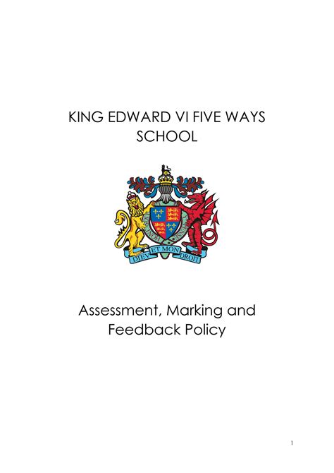 King Edward Vi Five Ways Schoo Assessment Policy Page Created