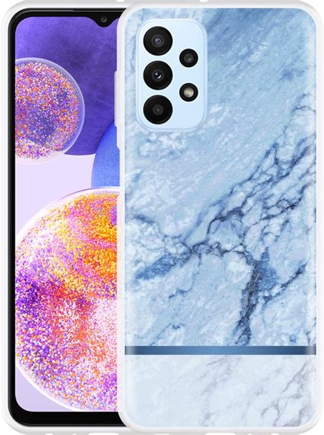 Cazy Hoesje Geschikt Voor Samsung Galaxy A23 Blauw Marmer Bol