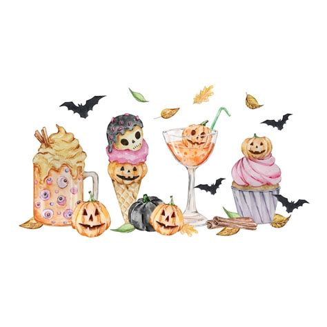 Premium Vector Watercolor Halloween Illustration With Spooky Drinks