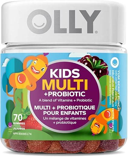 OLLY Suplemento de gomitas multiprobióticas para niños sin sabores ni