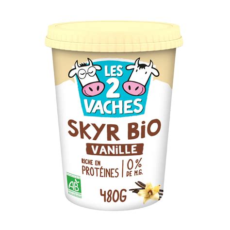 Yaourt skyr vanille Bio LES 2 VACHES le pot de 480g à Prix Carrefour