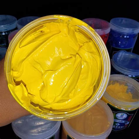 Jual Tinta Sablon PLASTISOL ECONOMY Brain Plus KUNING 500gr Shopee